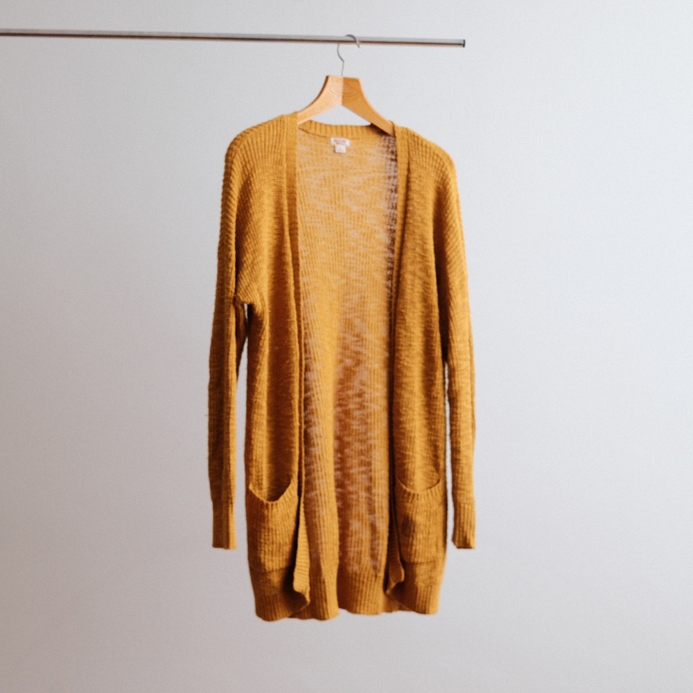 Mossimo Supply Co Open Long Chunky Knit Yellow Cardigan M